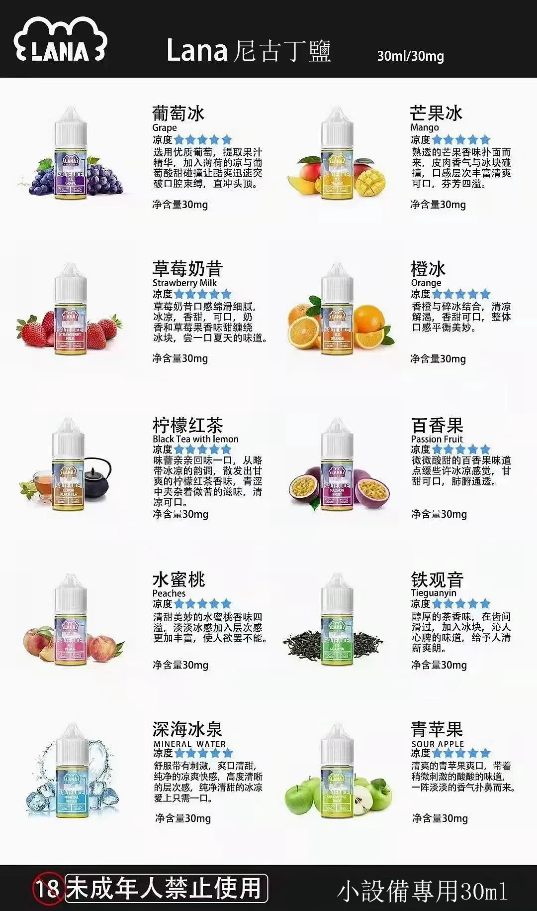 LANA 拉娜 30mL 職人特調煙油 告別世俗甜感 釋放洗鍊且無暇的味蕾層次 如數位模擬般精準的清爽層次 台灣現貨:圖片 4